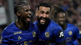 Mohamed-Ali Cho et Ali Abdi après le but de Nice, 2 novembre 2024