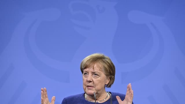 La chancelière allemande Angela Merkel le 25 février 2021 à Berlin.