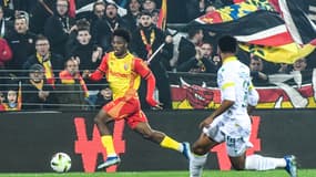 Elye Wahi lors du match de Ligue 1 Lens-Nantes, 28 octobre 2023