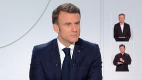 Emmanuel Macron lors d'une interview télévisée, le 14 mars 2024
