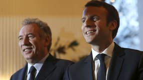 François Bayrou et Emmanuel Macron le 23 février 2017 au Palais de Tokyo à Paris