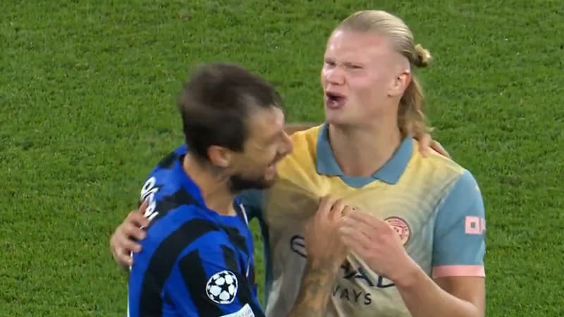 "Tu veux mon maillot? Mais tu l'as tiré pendant tout le match", l'échange savoureux entre Haaland et Acerbi après Manchester City-Inter