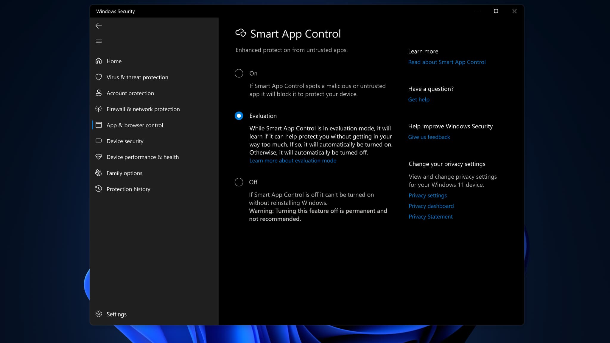L'outil de vérification de l'installation de logiciel Smart App Control