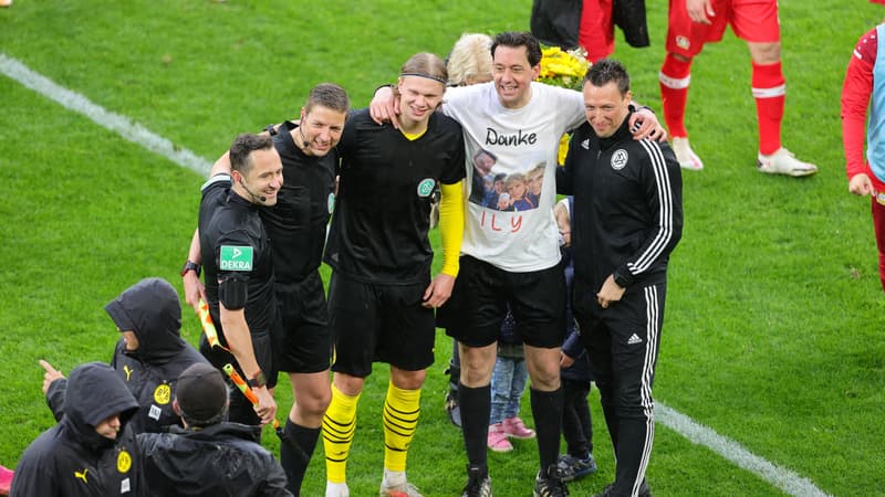 Dortmund: le beau geste d'Haaland, qui échange son maillot avec l'arbitre pour sa dernière