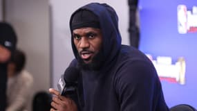 LeBron James en conférence de presse à Las Vegas avant le Final Four de la NBA Cup, le 6 décembre 2023