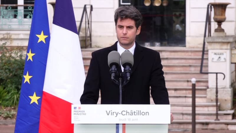 Gabriel Attal le 18 avril 2024 à Viry-Châtillon 