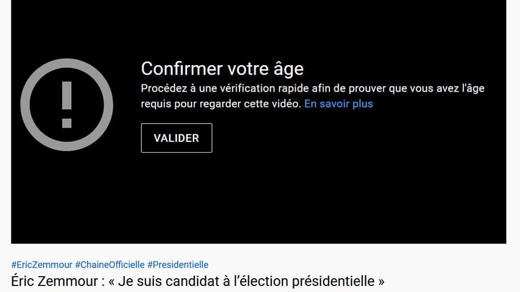 Capture d'écran de la vidéo d'Eric Zemmour.