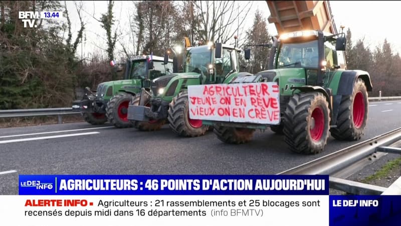 Agriculteurs: 21 rassemblements et 25 blocages recensés dans 16 départements ce lundi