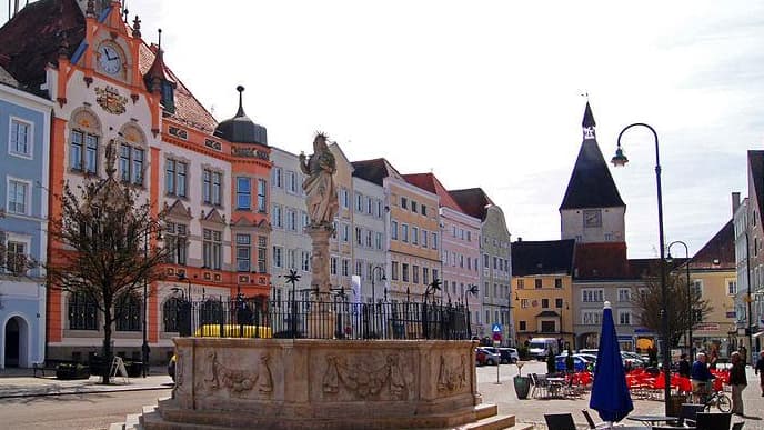 Le centre-ville de Braunau, en Autriche