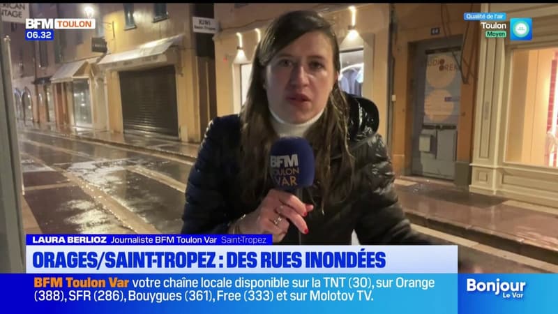 Saint-Tropez: des rues inondées par les orages