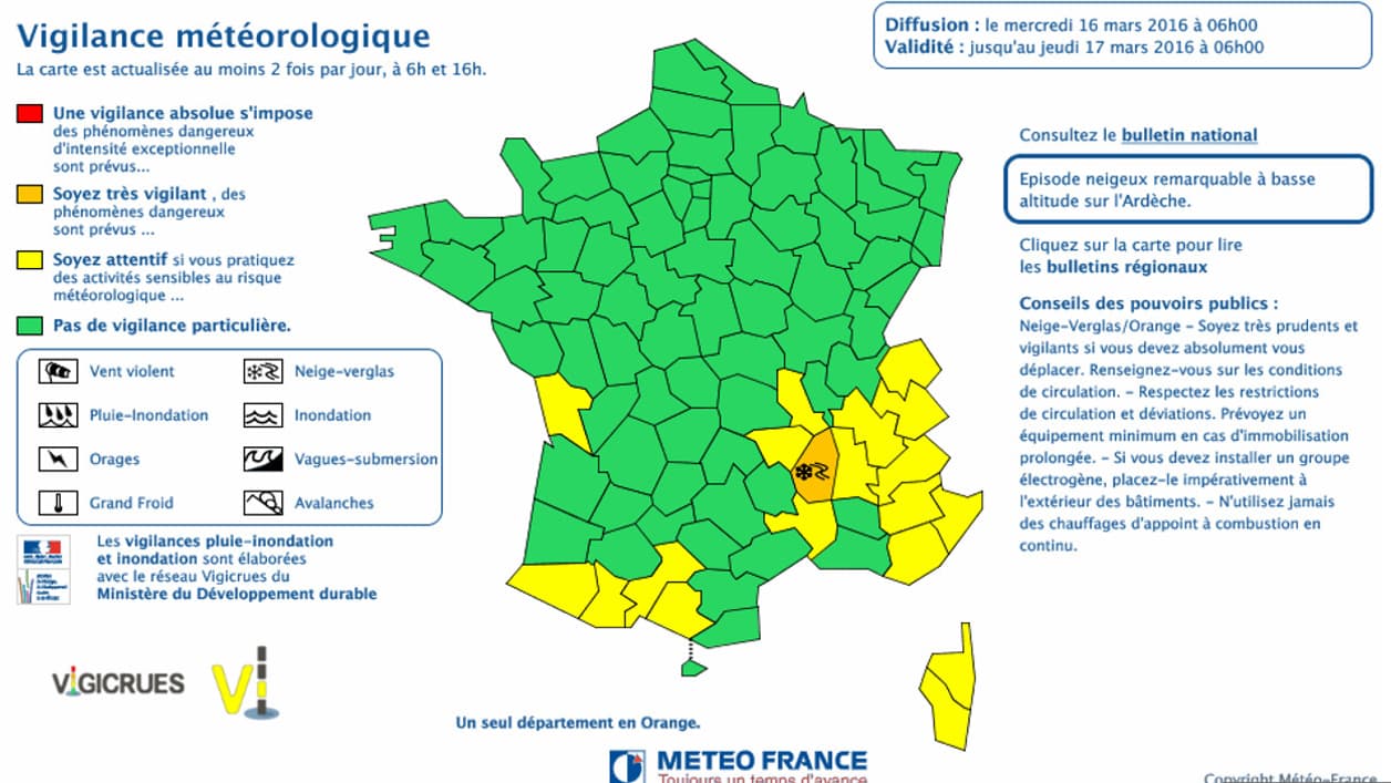 Météo France a placé mercredi l'Ardèche en vigilance orange à la neige et au verglas.