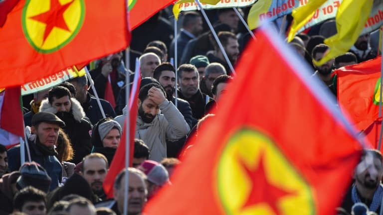 Rassemblement de Kurdes à Villiers-le-Bel (Val-d'Oise), le 3 janvier 2023, en hommage aux trois Kurdes tués dans une fusillade à caractère raciste à Paris avant Noël