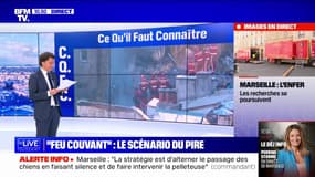 Immeuble effondré à Marseille: l'incendie sous les décombre, un "feu couvant", le scénario du pire