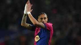 Raphinha, attaquant du Barça, pour le quart de finale aller de Ligue des champions, 9 avril 2025