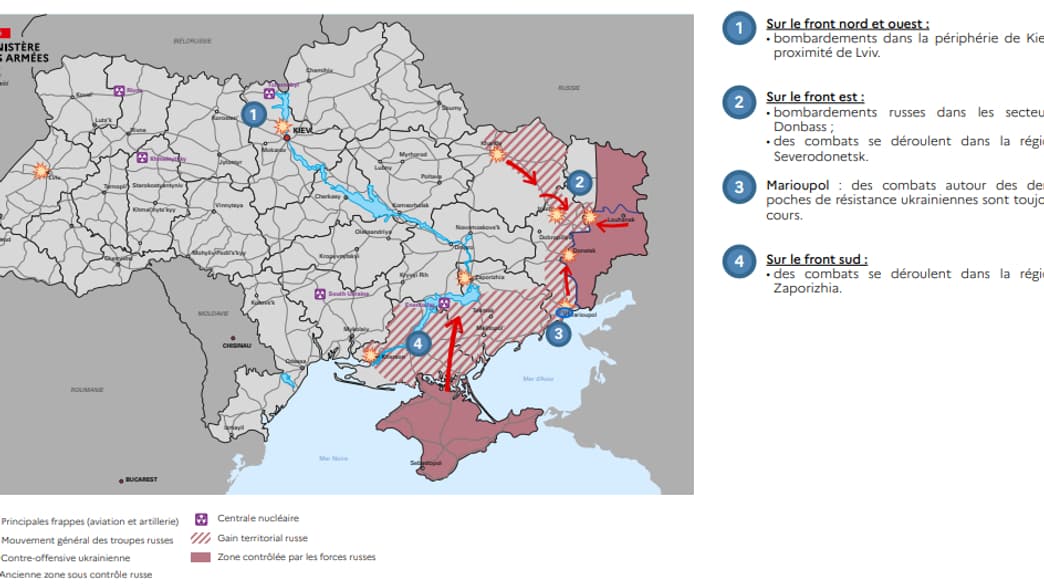 Etat de l'offensive russe sur le territoire ukrainien au 18 avril 2022