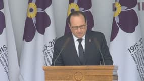 François Hollande au cours des commémorations du centenaire du génocide arménien à Erevan.

