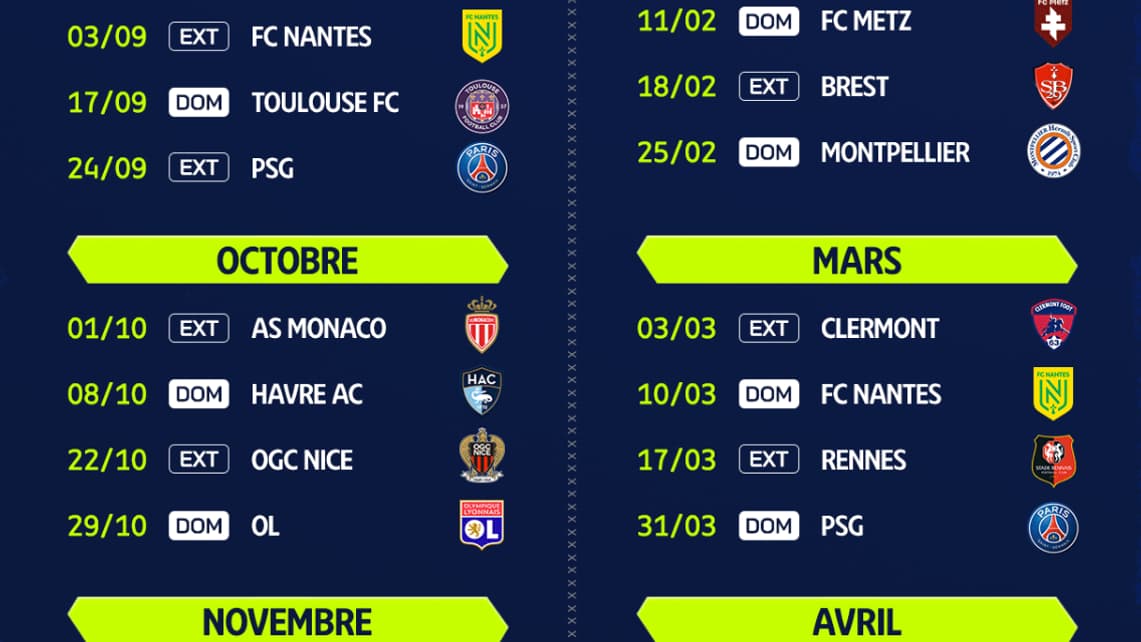 Le calendrier de l'OM pour la saison 2023-2024 de Ligue 1 Le calendrier de l'OM pour la saison 2023-2024 de Ligue 1
