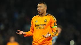 Kylian Mbappé, le 1er février 2025, à Barcelone, contre l'Espanyol