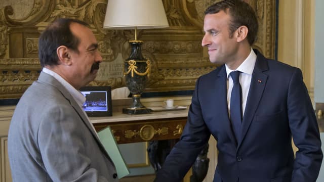 Philippe Martinez, le secrétaire général de la CGT, et Emmanuel Macron.