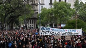 Une manifestation après un triple "narco-féminicide", à Buenos Aires, en Argentine, le 27 septembre 2025