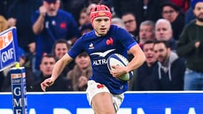Louis Bielle-Biarrey avec le XV de France face à l'Irlande dans le Tournoi des VI Nations, le 2 février 2024