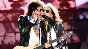 Joe Perry et Steven Tyler du groupe Aerosmith, en avril 2017, à Phoenix, en Arizona.