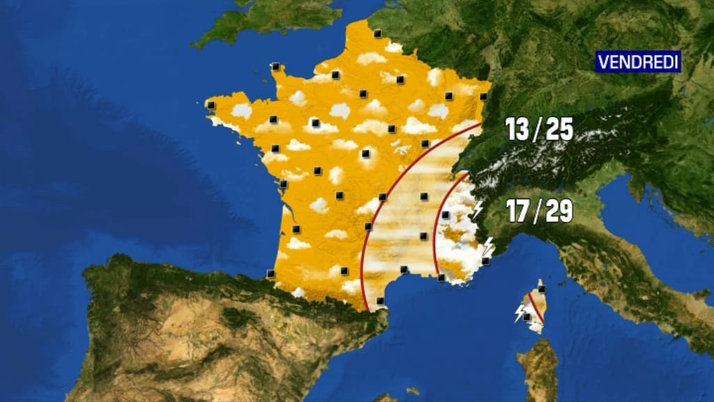 Carte de France de vendredi. Carte de France de vendredi.