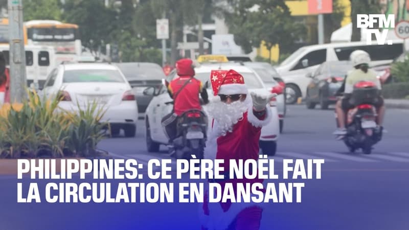 Philippines: cet agent fait la circulation en dansant, dans un déguisement de père Noël