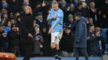 Erling Haaland avec Manchester City, à l'Etihad Stadium le 15 février 2025