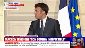 Emmanuel Macron: "Nous serons là pour que les crimes de guerre dont les soldats russes se rendent coupables soient punis"