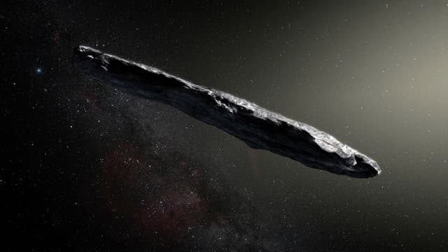 Une représentation artistique de l'astéroïde Oumuamua, transmise par la NASA.
