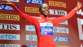 L'athlète Kényane Agnes Tirop à Doha, le 29 septembre 2019 au Qatar