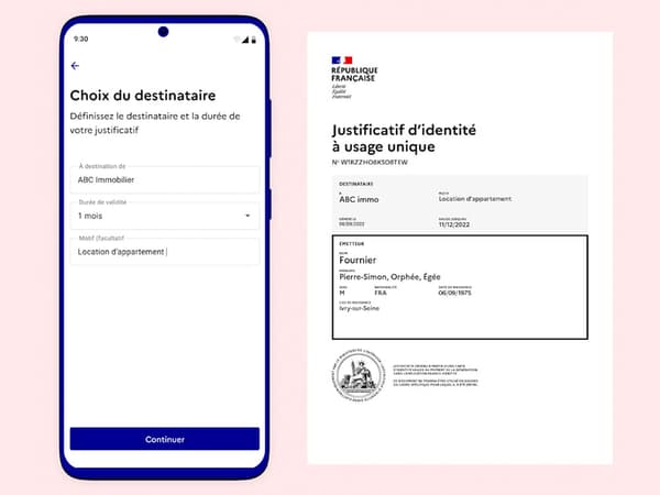 Screenshots of the France Identity . application