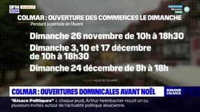 Colmar: ouvertures dominicales des commerces avant Noël