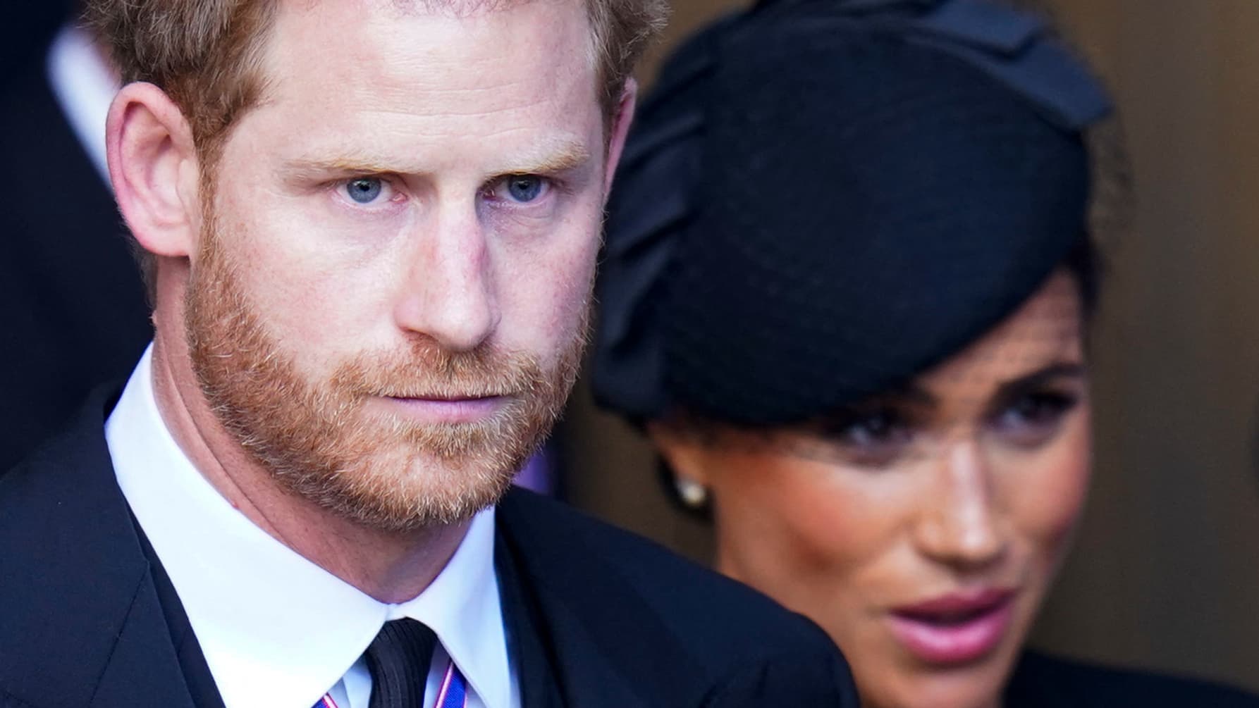 Le prince Harry et Meghan Markle, aux funérailles de la reine Elizabeth, le 14 septembre 2022. Le prince Harry et Meghan Markle, aux funérailles de la reine Elizabeth, le 14 septembre 2022.