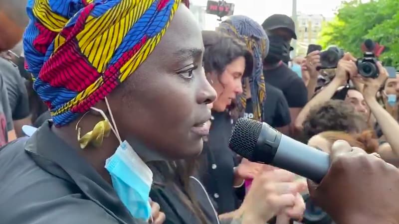 Aïssa Maïga le 2 juin lors du rassemblement pour Adama Traoré