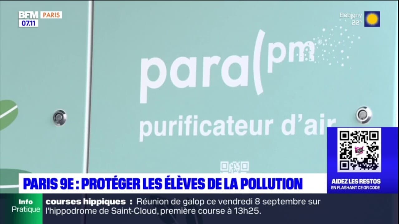 Des purificateurs d'air géants captent les particules fines dans une cour d'école  à Paris - France Bleu