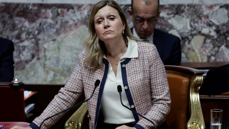 La présidente de l'Assemblée nationale Yaël Braun-Pivet au palais Bourbon à Paris, le 9 avril 2025
