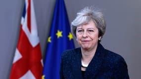 La Première ministre Theresa May après sa rencontre avec le Président du Conseil européen à Bruxelles jeudi 7 février