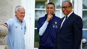 Didier Deschamps, Kylian Mbappé et Philippe Diallo en juin 2024