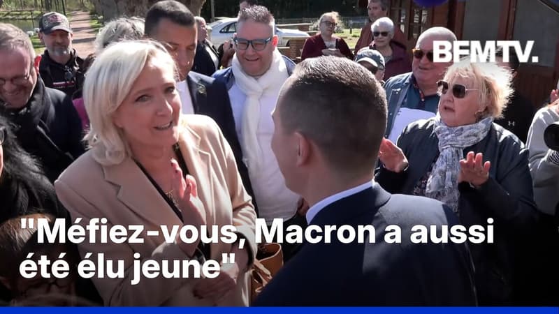 "Méfiez-vous, Macron a aussi été élu jeune et il a fait des choses épouvantables", prévient Marine Le Pen