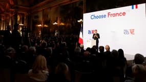 Le président Emmanuel Macron lors du sommet Choose France, le 13 mai 2024 au château de Versailles, près de Paris 