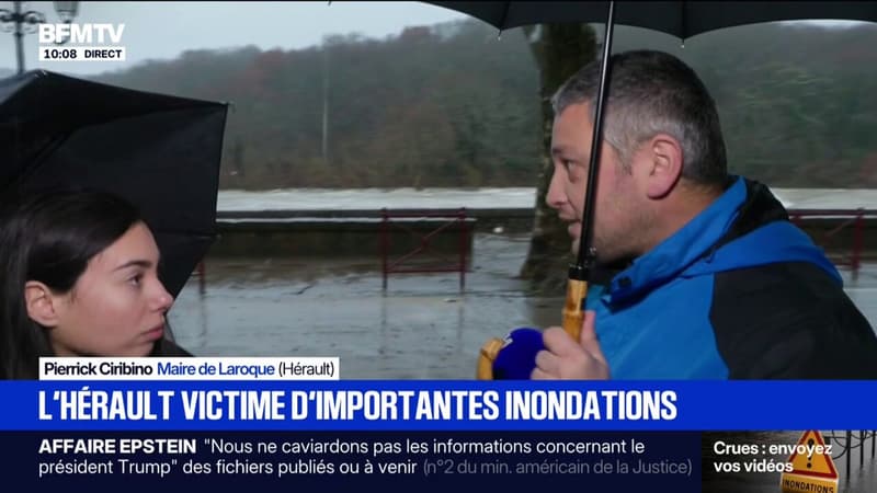 Inondations dans l’Hérault: “Nous avons décidé de maintenir la route départementale fermée jusqu'à au moins demain matin,” explique Pierrick Ciribino, maire de Laroque