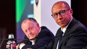 Philippe Diallo, président par intérim de la FFF, et Jean-Michel Aulas, le 31 mars 2023
