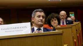 Le ministre de l'Intérieur Gérald Darmanin devant la commission des lois du Sénat, le 1er juin 2022 à Paris