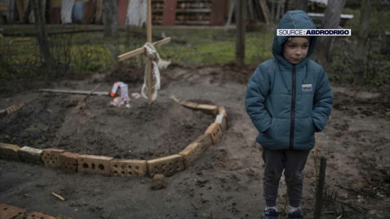 Boutcha: l'histoire émouvante de la photo d'un enfant de 6 ans qui fleurit la tombe de sa mère