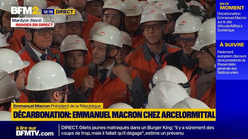 "On a un avenir industriel", assure Emmanuel Macron en visite sur le site ArcelorMittal de Dunkerque