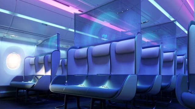PriestmanGoode, un studio de design britannique, a imaginé des cabines d'avion adaptées aux risques sanitaires, aussi bien en classe économique qu'en classe affaires