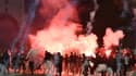 Des supporters marseillais lancent des fumigènes, avant le match de phase de poules de la Ligue Europa contre la Lazio Rome, le 25 octobre 2018 au Stade Vélodrome