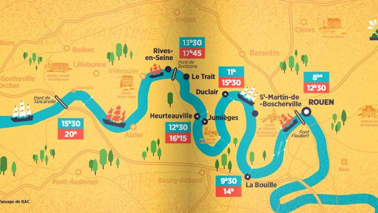 La trajectoire des bateaux pour la Grande Parade de l'Armada 2023.
